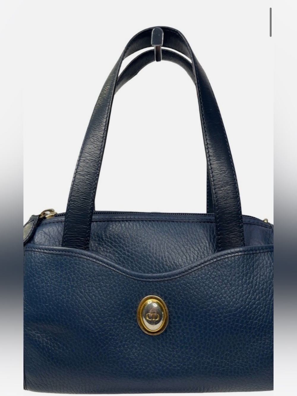 Dior leather navy blue satchel . Authentic !